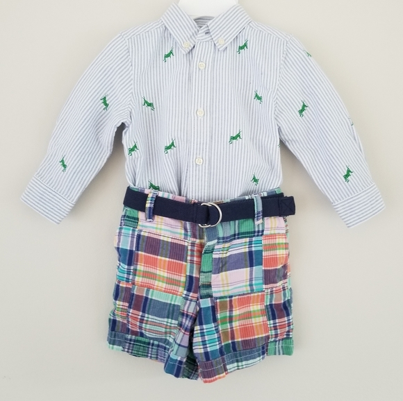 Ralph Lauren Kid's 3 pc Outfit Frog Design 12 m - Picture 1 of 8